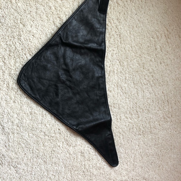 Black leather fleece lined bandana - Picture 3 of 6